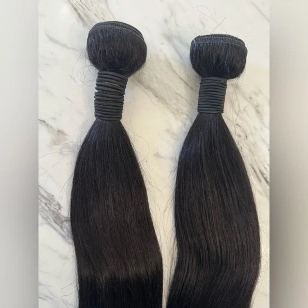 20” Black Human Hair Blend Weft Extensions – Soft Straight Bundles - Picture 6 of 6